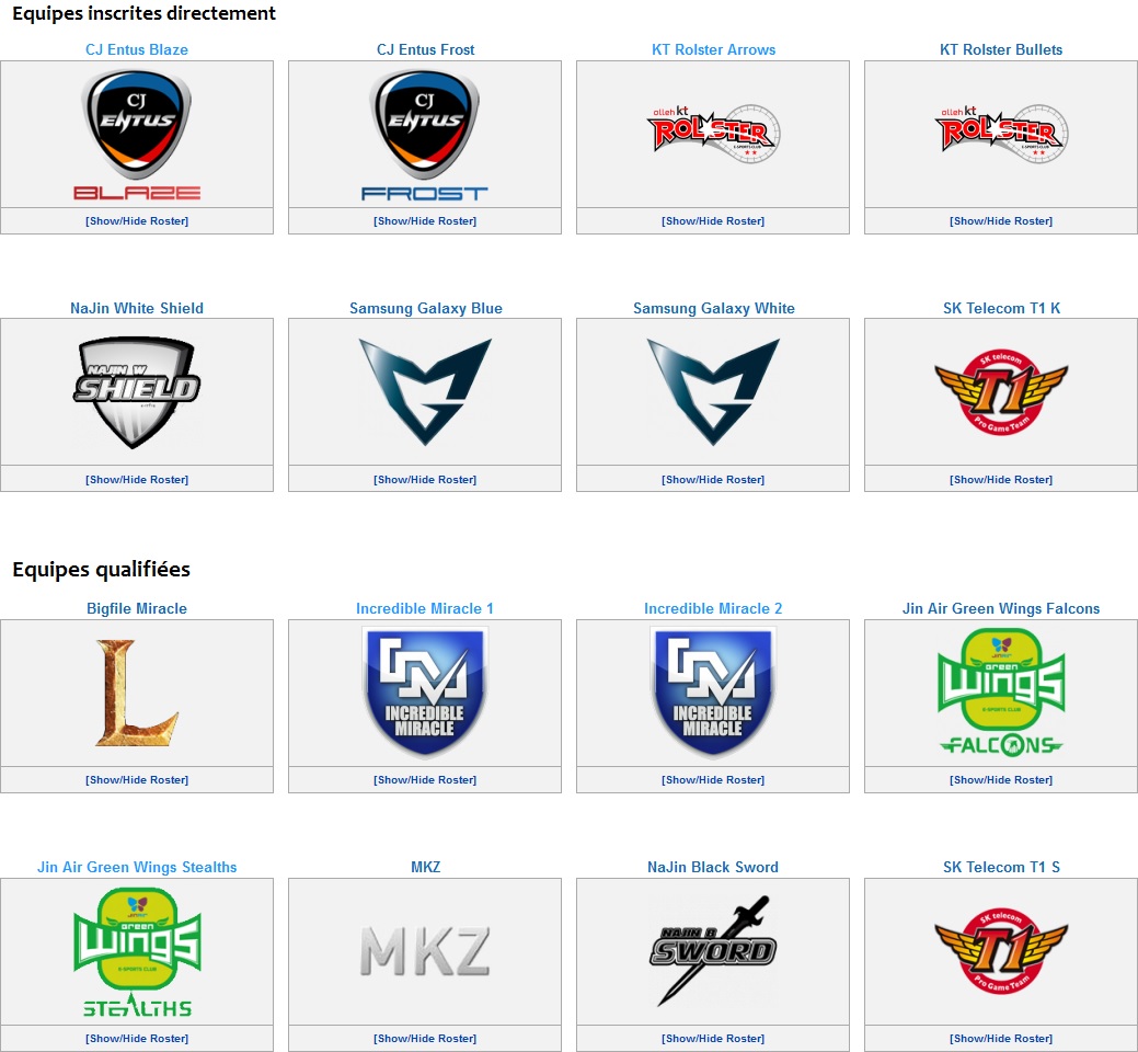 OGN équipes
