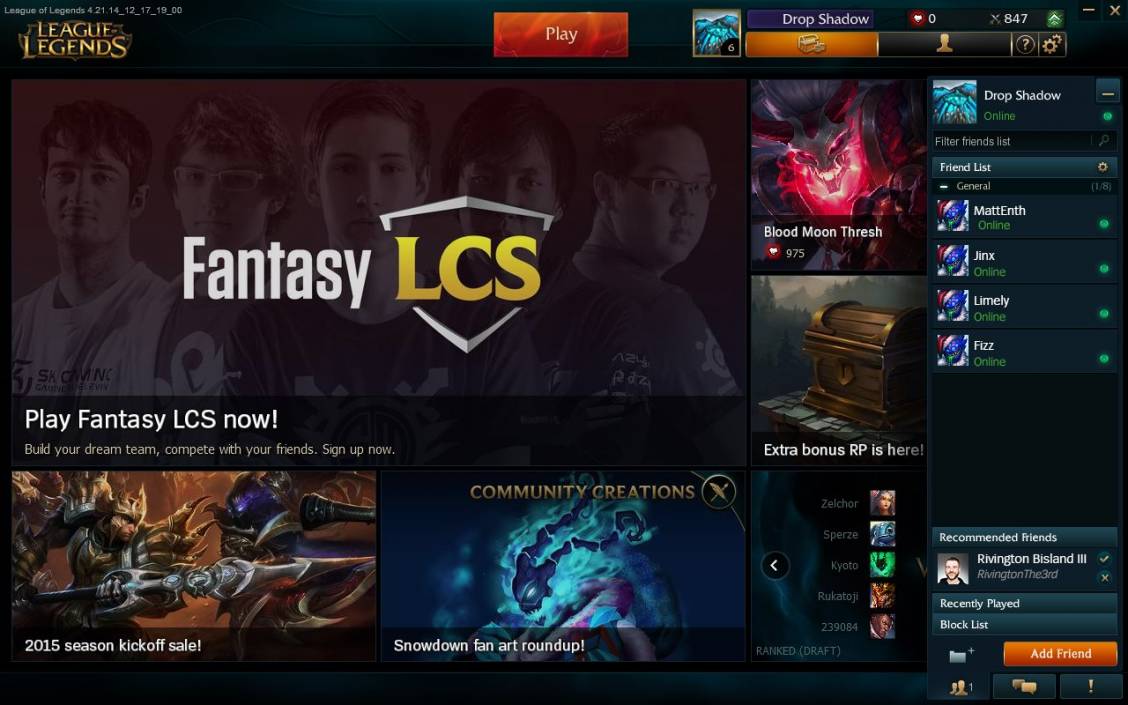 League of Legends se connecte avec Facebook !